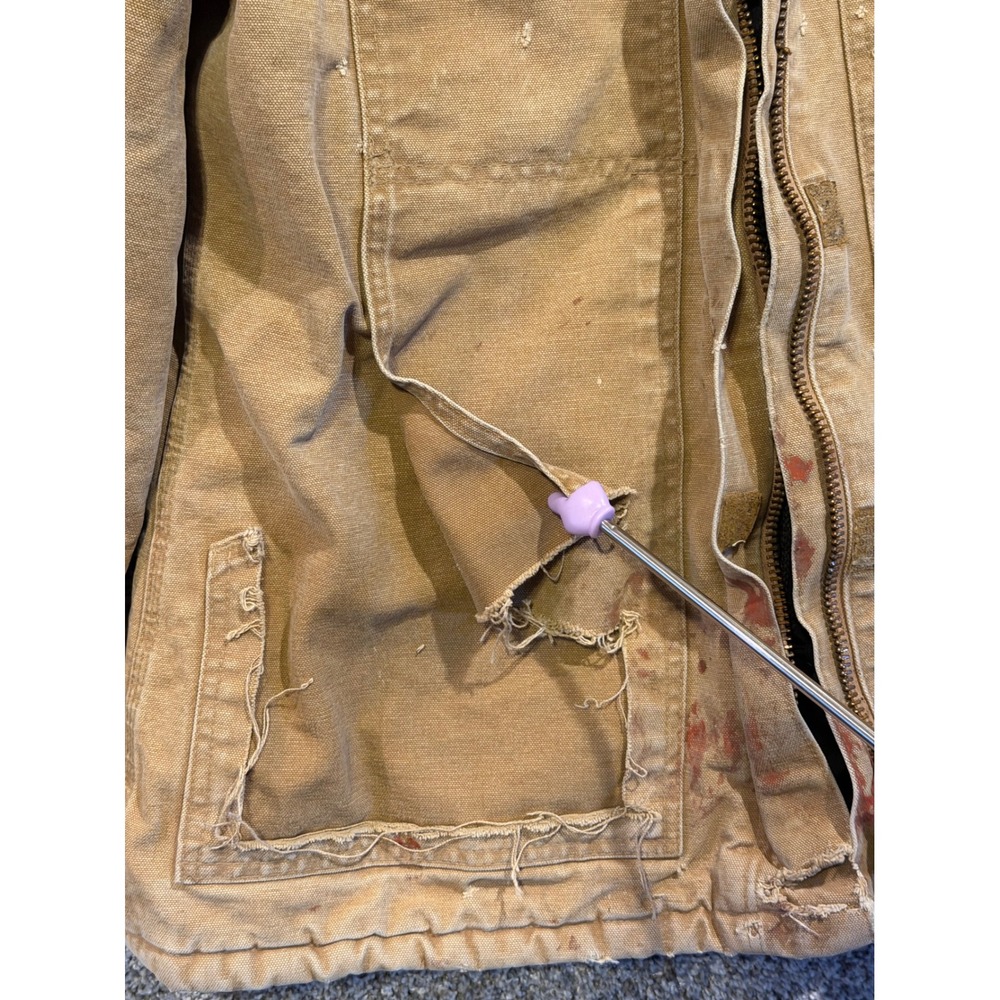 Carhartt Jacket Women Medium Brown WC026 CML Distressed Canvas Quilt Lined Coat* - Picture 6 of 16
